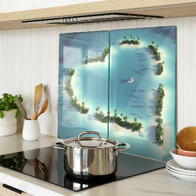 Tabla de cortar de cristal Isla paradisíaca con palmeras