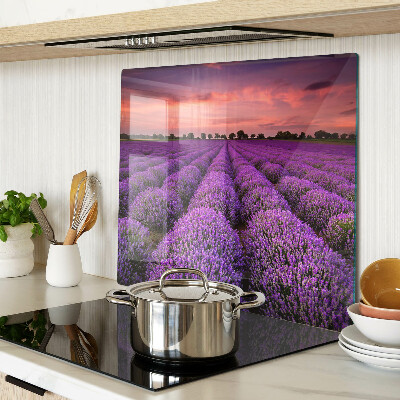 Tabla de cortar de cristal Campo de lavanda al atardecer