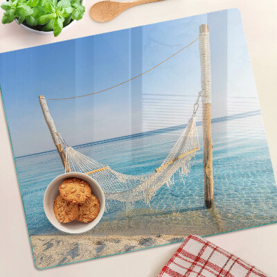 Tabla de cortar de cristal Hamaca junto al mar