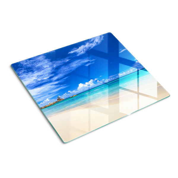 Tabla de cortar de cristal Playa tropical con cielo azul