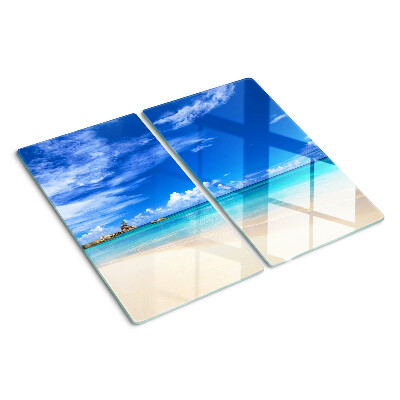 Tabla de cortar de cristal Playa tropical con cielo azul
