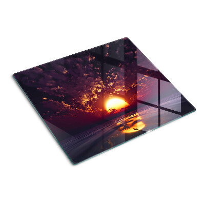 Tabla de cortar de cristal Puesta de sol sobre el mar