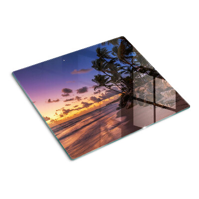Tabla de cortar de cristal Puesta de sol sobre la playa