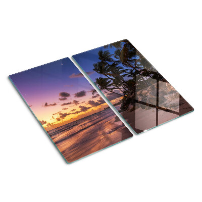 Tabla de cortar de cristal Puesta de sol sobre la playa