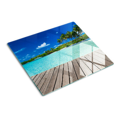 Tabla para cortar Playa tropical con palmeras