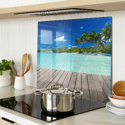 Tabla para cortar Playa tropical con palmeras