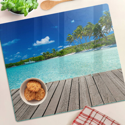 Tabla para cortar Playa tropical con palmeras