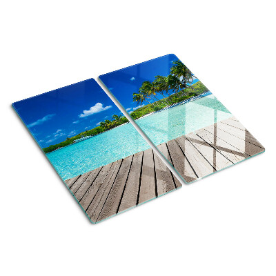 Tabla para cortar Playa tropical con palmeras