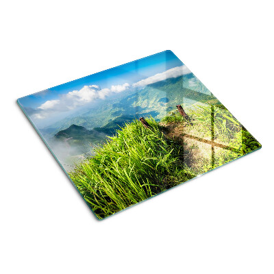 Tabla de cortar de cristal Paisaje de montaña con vegetación
