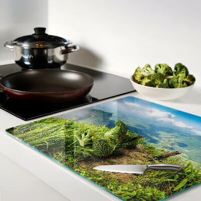 Tabla de cortar de cristal Paisaje de montaña con vegetación