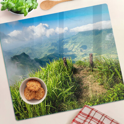Tabla de cortar de cristal Paisaje de montaña con vegetación