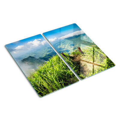 Tabla de cortar de cristal Paisaje de montaña con vegetación