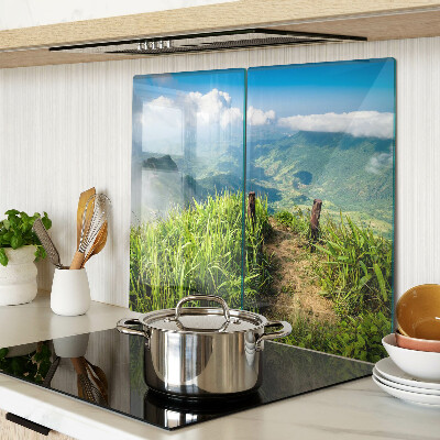 Tabla de cortar de cristal Paisaje de montaña con vegetación
