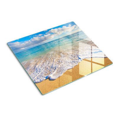 Tabla de cortar de cristal Playa con olas y nubes