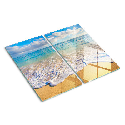 Tabla de cortar de cristal Playa con olas y nubes