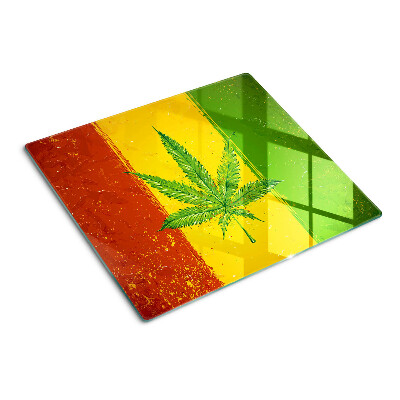 Tabla para cortar Hoja de cáñamo sobre un fondo de color