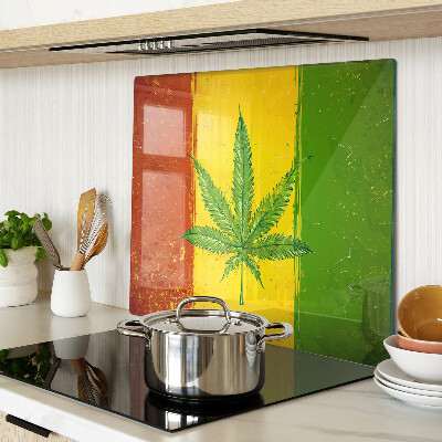 Tabla para cortar Hoja de cáñamo sobre un fondo de color