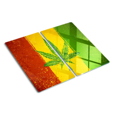 Tabla para cortar Hoja de cáñamo sobre un fondo de color