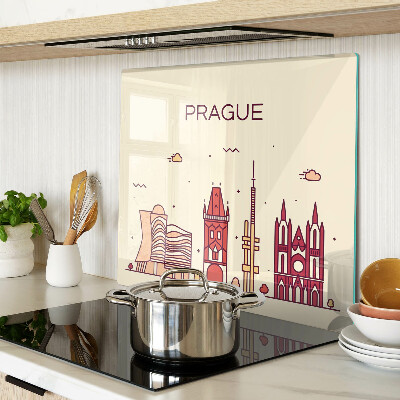 Tabla de cortar de cristal Praga - vista de la ciudad