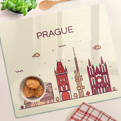 Tabla de cortar de cristal Praga - vista de la ciudad