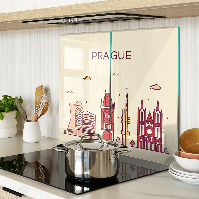 Tabla de cortar de cristal Praga - vista de la ciudad