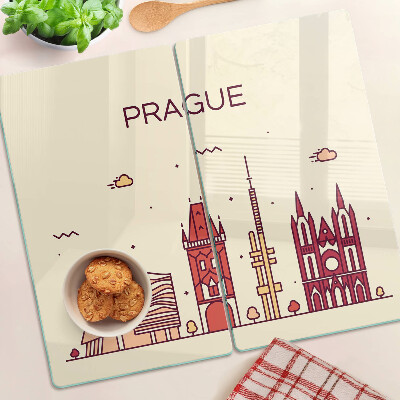 Tabla de cortar de cristal Praga - vista de la ciudad