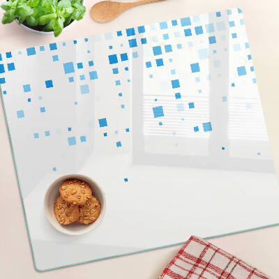 Tabla para cortar Cuadrados azules sobre fondo blanco