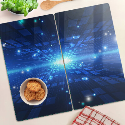 Tabla de cortar de cristal Patrón tecnológico en tonos azules