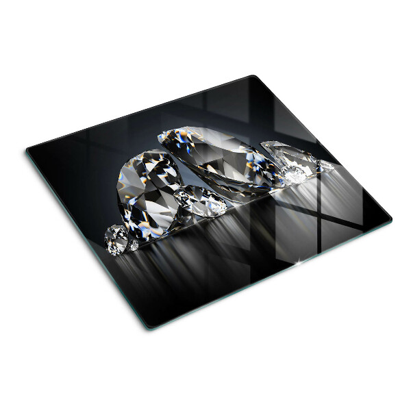 Tabla de cortar de cristal Diamantes sobre fondo negro