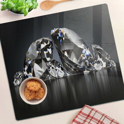 Tabla de cortar de cristal Diamantes sobre fondo negro