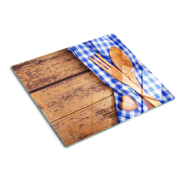 Tabla para cortar Tema de cocina con accesorios de madera.