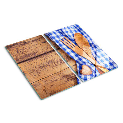 Tabla para cortar Tema de cocina con accesorios de madera.