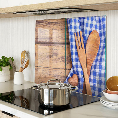 Tabla para cortar Tema de cocina con accesorios de madera.