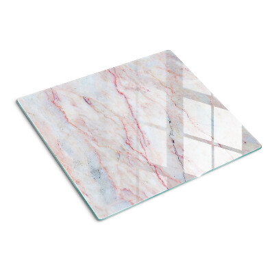 Tabla de cortar de cristal Patrón de mármol en tonos rosa.