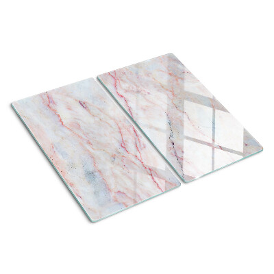 Tabla de cortar de cristal Patrón de mármol en tonos rosa.