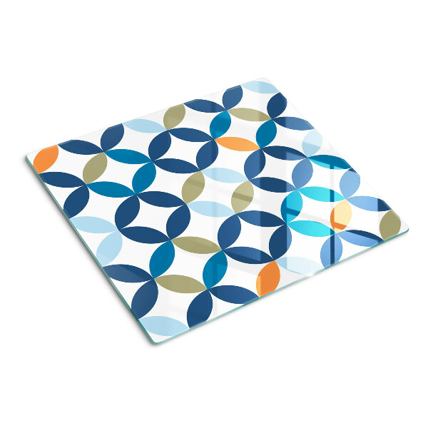 Tabla para cortar Hojas geométricas en diferentes colores.