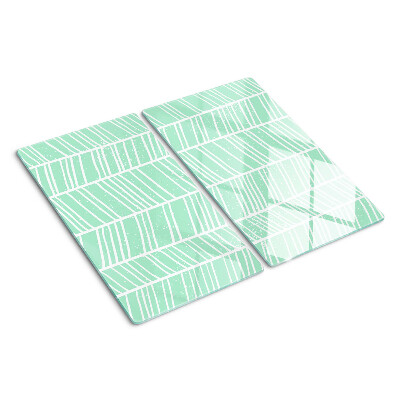 Tabla de cortar de cristal Rayas verdes con líneas blancas