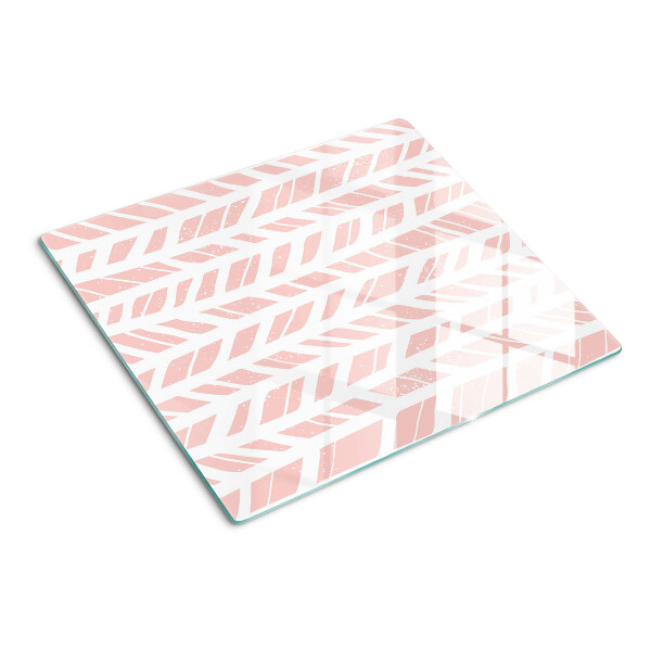 Tabla de cortar de cristal Hojas en tono rosa.