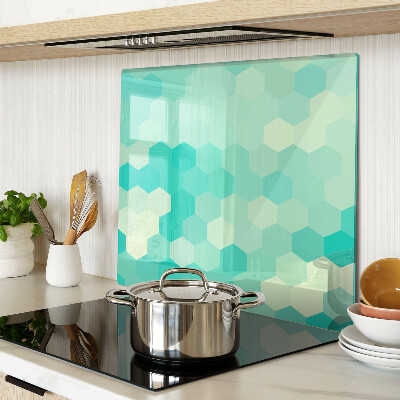 Tabla de cortar de cristal Patrón hexagonal en tonos turquesa