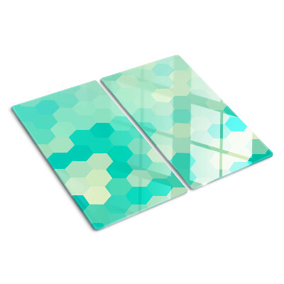 Tabla de cortar de cristal Patrón hexagonal en tonos turquesa