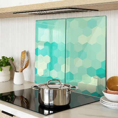 Tabla de cortar de cristal Patrón hexagonal en tonos turquesa