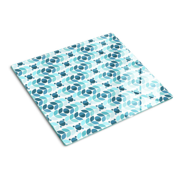 Tabla de cortar de cristal Hojas en tonos azules