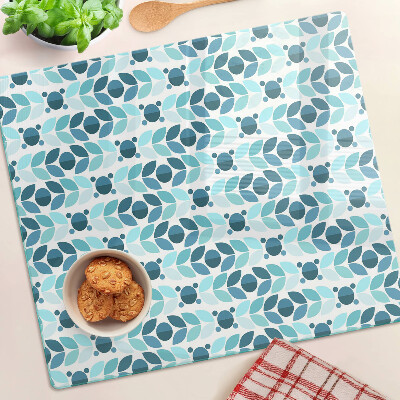 Tabla de cortar de cristal Hojas en tonos azules