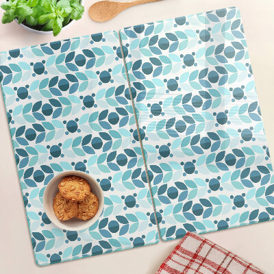 Tabla de cortar de cristal Hojas en tonos azules