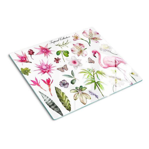 Tabla para cortar Colección de flores y aves tropicales