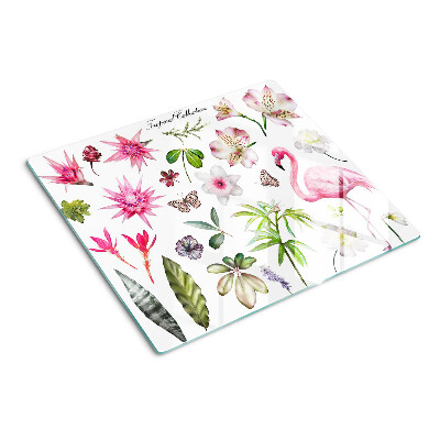 Tabla para cortar Colección de flores y aves tropicales