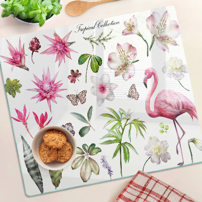 Tabla para cortar Colección de flores y aves tropicales