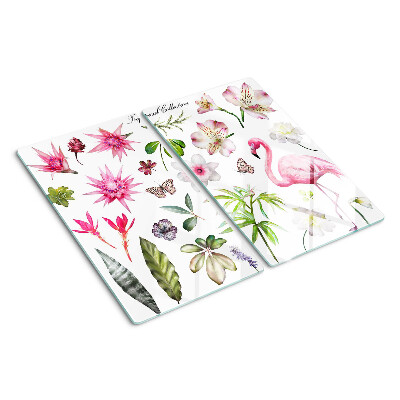Tabla para cortar Colección de flores y aves tropicales