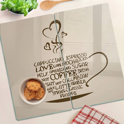 Tabla de cortar de cristal Café y corazón