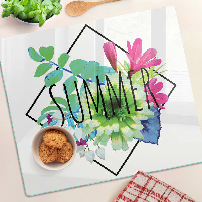 Tabla para cortar Flores de verano con la inscripción 